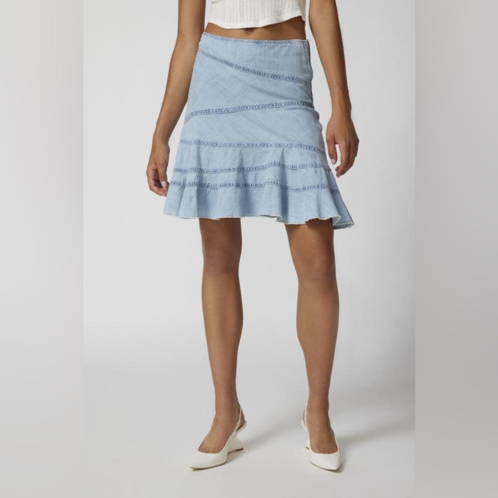 NWT - Urban Outfitters Fluted Denim Mini Skirt